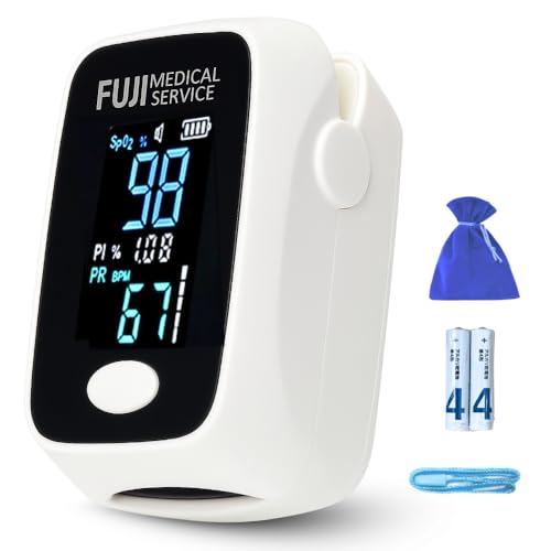 富士メディカルサービス パルスオキシメーター PI値付き 国内検品 軽量コンパクト＆簡単操作で旅行・在宅・登山に最適 見やすい LEDディスプレイの画像