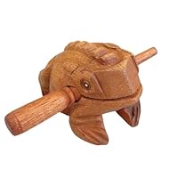 KOMUNJ Holz Frosch mit Schlägel, Handgeschnitzt Frosch Ornamente Handgemachtes Musik Frosche Vokalmusik Frosch Schlaginstrument Spielzeug(8,5 * 6 * 6 cm)