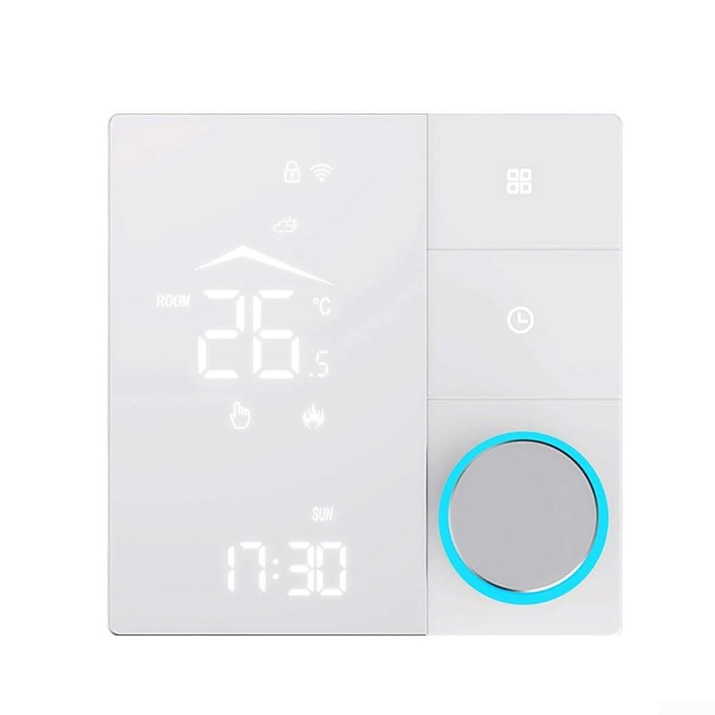 Controlador inteligente de temperatura WiFi para calefacción por suelo radiante y agua, termostato de pantalla táctil LCD con control remoto de aplicación, temporizador y bloqueo infantil
