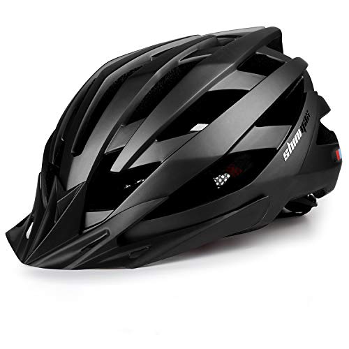 Bike Helmet for Men Women, Shinmax Bicycle Helmet with USB Charging Light Detachable Sun Visor Portable Bag Reflective Straps Mountain Road Cycling Helmet(Bc-025)