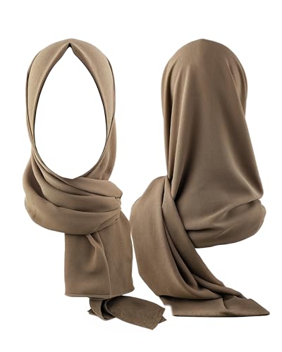 Double Layered Opaque Chiffon Hijab Head Scarf (03 Camel Beige)