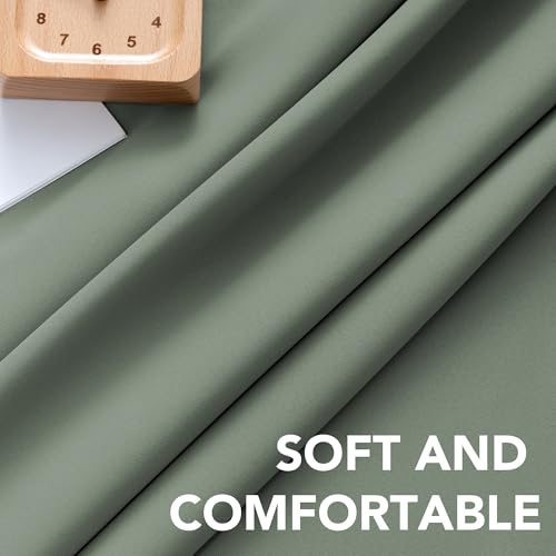 Image of H.VERSAILTEX Blackout Curtains Thermal Insulated Window Treatment Panels Room Darkening Blackout Drapes for Living Room Back Tab /Rod Pocket Bedroom Draperies (2 Panels, Green Bay, 52 x 96 Inch)