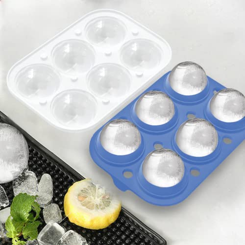 Image of 2 Pack Ice Cube Tray, 2 inch Sphere Ice Ball Mold with Lid & Large Square Maker
