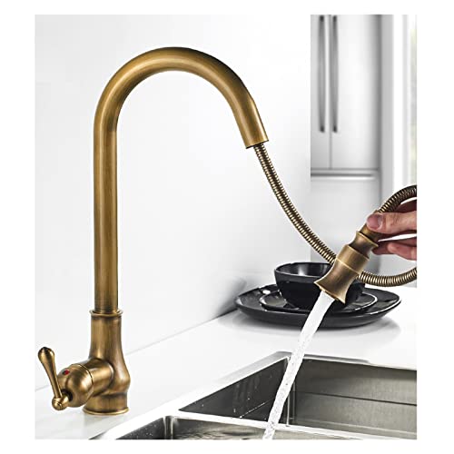 Robinet d'évier mitigeur de cuisine en laiton avec bec pivotant extractible