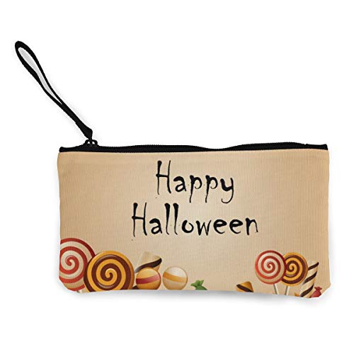 Preisvergleich Produktbild Rterss Münzgeldbörse Geldbörse Geldbörse Geldbeutel Geldbeutel Münztasche Schlüsselhalter Handy Tasche mit Griff Bedruckte Leinwand Happy Halloween Karte Kürbis-Kübis-Zuckerung personalisiert