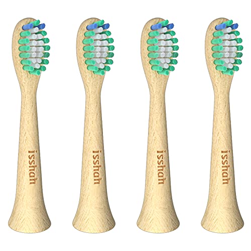 Eco Friendly Bamboo Replacement Toothbrush Heads - 4 Count - Vegan, Partially Biodegradable Toothbrush Heads Compatible with Phillips Sonicare Electric Toothbrush