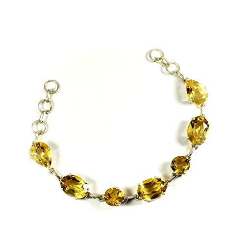Bracelet en citrine naturelle et argent 925 de forme mixte pour femme
