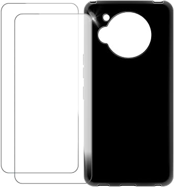 Compatible with Sharp Aquos R7 Case Colorful Custom Cover with 2 Pack Tempered Glass Screen Protectors - Shockproof Scratch-Resistant Black