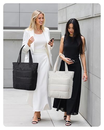 Image of BAGSMART Tote Bag for Women, Lightweight Puffy Tote Bag with Compartments Shoulder Bag Handbag for Travel, Work, Gym | Lightweight