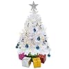 4Es Novelty 23 Inch Prelit Mini White Christmas Tree with Lights Topper Ornaments Gift Boxes Desk Table Top Christmas Tree Small for Home Bedroom Office Decorations