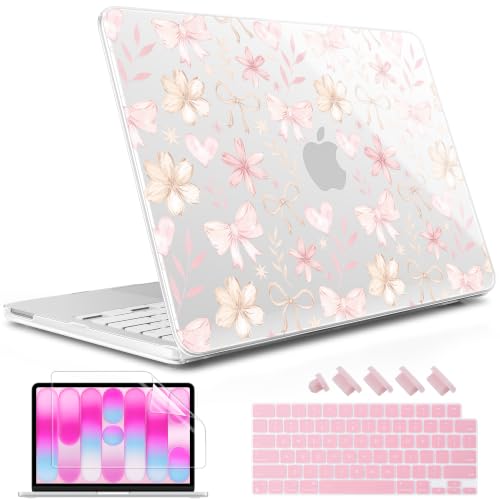 May Chen Compatible with MacBook Neo 13 inch Case 2026 Model A3404, Plastic Hard Shell,Keyboard Cover,Screen Protector,Dust Plug, for MacBook Neo 13" with A18 Pro Chip,Watercolor Bows