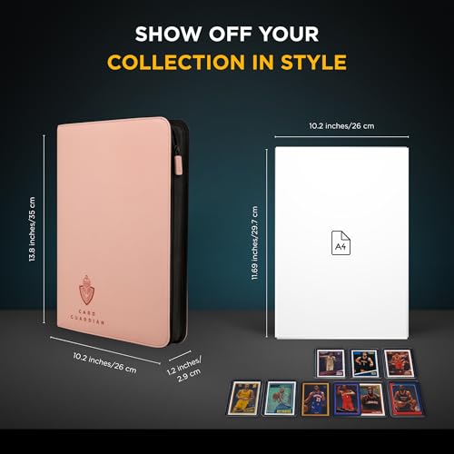Image of Card Guardian - 9 Pocket Premium Binder with Zipper for 360 Cards Trading Card Games TCG (Pink) - Side Loaded Pockets - Compatible with Yugioh Cards MTG Binder Sports Card Binder