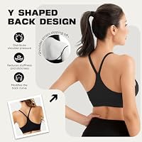 Oimzev V Neck Sports Bras for Women Medium Support Yoga Tops Y Back Spaghetti Straps Workout Bra with Removable Cups Medium Black — image 3