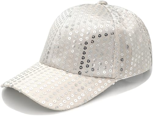 YeeHeen Sequins Baseball Cap Glitter Hat for Boy Girls Shiny Hip Hop Hat Silver