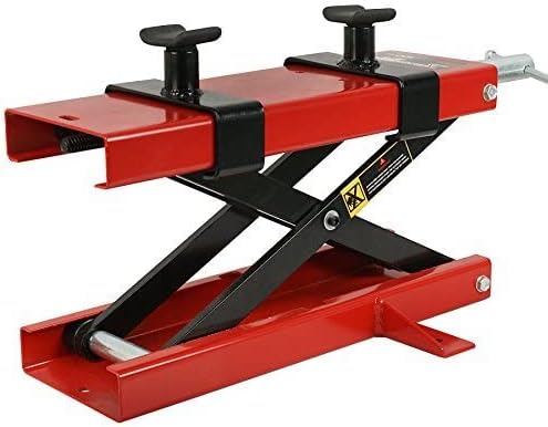 Smartxchoices Motorcycle Jack Lift Stand 1100 lbs Scissor Lift Jack ATV Motorcycle Dirt Bike Scooter Crank Stand Street Bikes Cruisers Touring Motorcycles (Red/Black)
