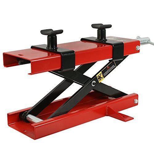 Smartxchoices Motorcycle Jack Lift Stand 1100 Lbs Scissor Lift Jack Atv Motorcycle Dirt Bike Scooter Crank Stand Street Bikes Cruisers Touring Motorcycles (Red/Black) #TOP22