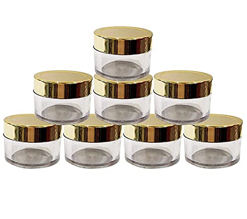 Super Pack of 12PCS 15GMS SanJar with Beautiful Gold Lids and Inner White Plugs, Acrylic Empty Containers for Cosmetics for Creams,Lip Balms,DIY Skin Care,BodyButters,Clear 100% LEAK PROOF-image-37