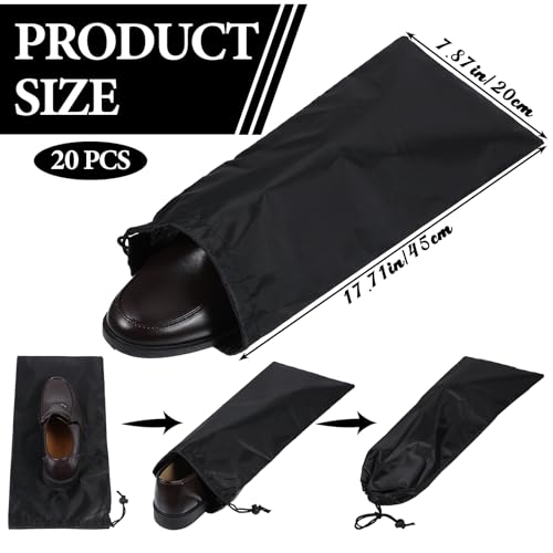 20 Pack Dust Bags For Shoes, Fabric Shoes Bags For Travel, Shoe Bag With Drawstring, Reusable Single Shoe Pouch For Protecting And Storing Shoes, Shoe Dust Bags For Men Women, Black2