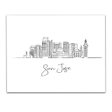 San Jose, California Skyline Line Art Landscape - US Travel Adventures with Family & Friends Bucket