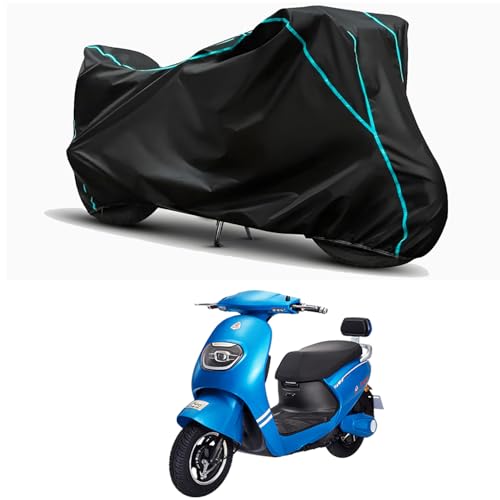 Image of Waterproof Bike Body Cover Compatible for | Tunwal Sports 63 Alpha 48V STD | Taffeta Fabric, Sky Piping Design, Bottom Elastic Fit | Dustproof, Sun UV & Rain Protection for All Weather.