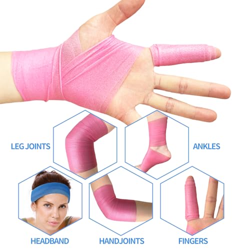 Image of ADMITRY Pre Wrap Tape Athletic,3 Rolls X 22 Yards Beige Prewrap Headbands for Hair,Foam Underwrap Sports Wrap