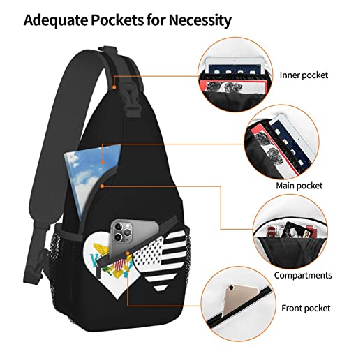 Mochila bandolera unisex con banderas Virgin Islands y USA miniatura 5