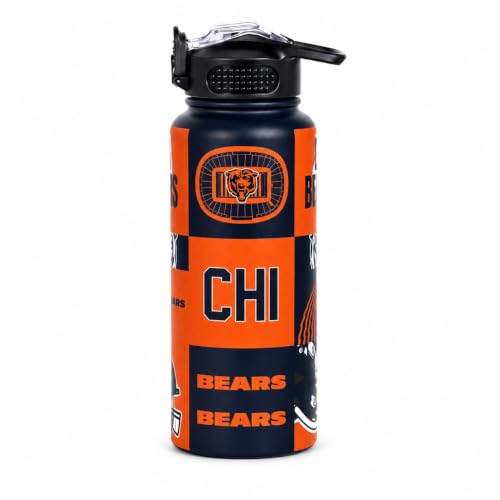 Proformance Home NFL Chicago Bears ProPress Local Slogan 32oz Stainless Steel Water Bottle Press Top Lid