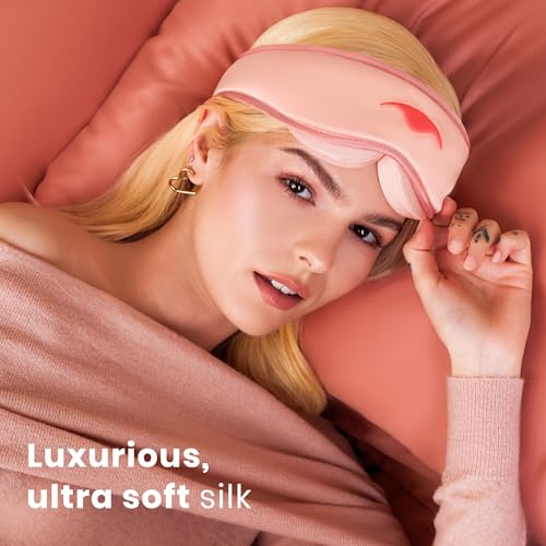 Image of Manta Silk Mask - 100% Blackout Silky Sleep Mask, 22 Momme Premium Silk Eye Mask for Deep Sleep, Breathable & Machine Washable (Pink)