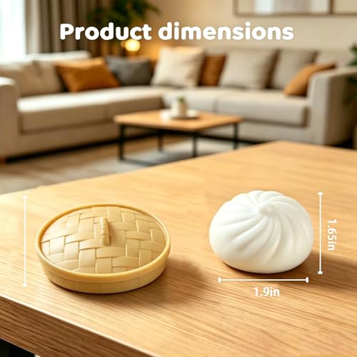 4 Pack Colorful Dumpling Stress Balls , Soft Squeeze Fidget Balls for Adult, with Food Steamer Stretchy,Stress Relief Balls for Party Favors and Relaxation Gifts — view 5