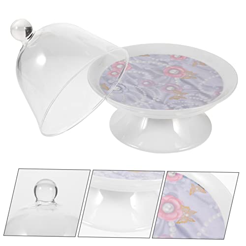 ABOOFAN 1 Set Party-Food-Teller Servierteller Cupcake-Ständer Mit Kuppel Hochzeitstortenständer Keramik-Tablett Kuchenhalter Mit Abdeckung Kuchenplatte Glaskuppel Für – Bild 3