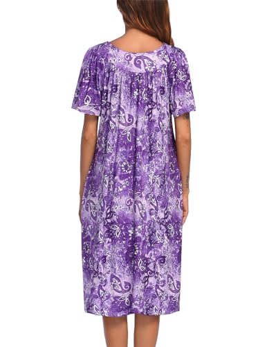 Robe de maison fleurie avec poches pratiques Ekouaer M