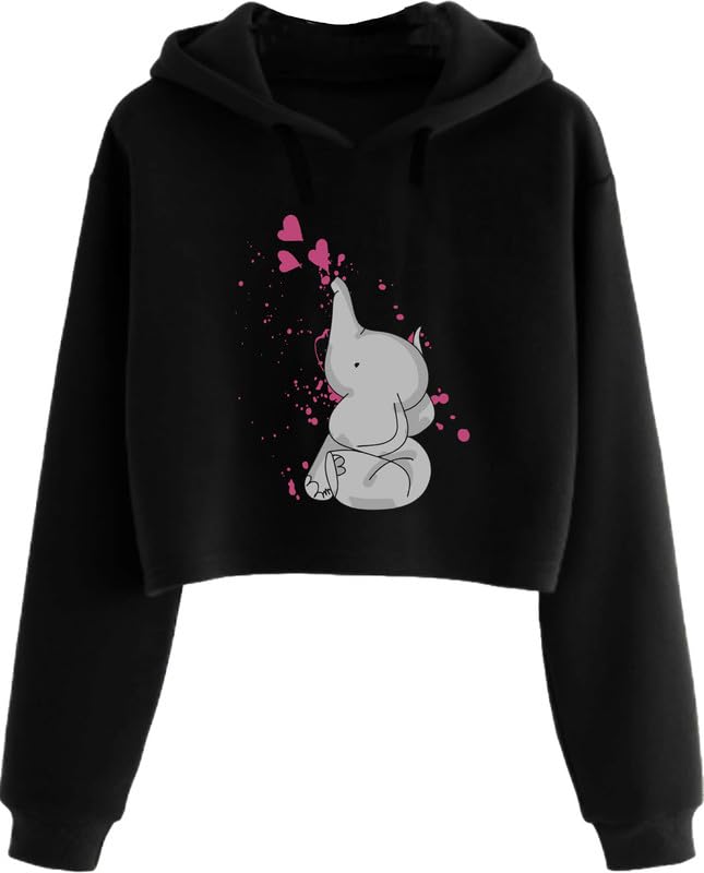 beltly Elephant Crop Hoodie Women Sweatshirt Causal Stylish Latest Black Pink Lavender White Girl 499 599 Under-picture-33