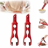 3-in-1 Hot Plate Gripper, 2025 NEW Multi-Angle Anti-Scald Bowl Holder Clip & Hot Plate Grabber Tool with Lock for Hot Bowl Cozy Holder, Hot Plate Gripper Tongs (Red 2PCS)