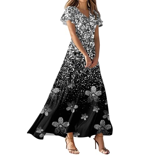 FUPODD Sommerkleid Damen Leicht Strandkleider Sommer Leinenkleid Tunika Kleid Elegant Blusenkleid Elegante Maxikleid Festliche Kleider Für Damen...