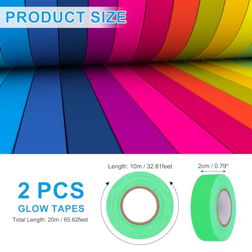 Image of PATIKIL Neon Gaffer Cloth Tape, 0.8 Inch x 65.6 Feet Colored Cotton Glow Tape Markers Fluorescent Blacklight Glow in The Dark Reflect Tape Stickers for Party Decorations, Green