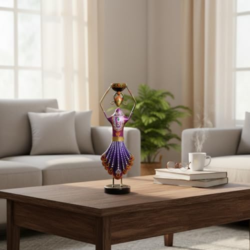 Image of CraftVatika Home Decoration Items for Living Room, Aesthetic Home Decor, Rajasthani Lady Tealight Candle Holder Showpiece for Living Room Tabletop Housewarming Wedding for Man Women