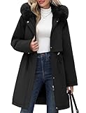 Yuson Girl Cappotto Donna Invernale Lungo Giubbotto con Cappuccio Elegante Piumino Giacca Ispessito Caldo Pesante Cappuccio Imbottito Parka con Zip Casual Cappotti Outdoor(Nero, XL)