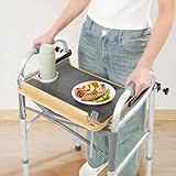 Detachable Tray for Walkers for Seniors with Cup Holder - [Freely Adjustable in All Directions] - Bamboo Mobility Table Fits Most Standard Folding Walkers, Removable & Easy Assembly