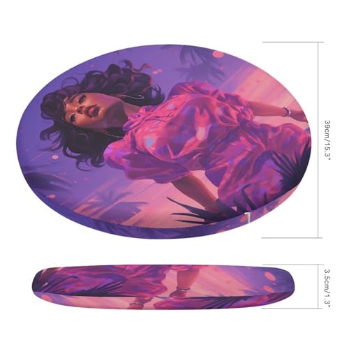 Coussin de chaise rond en mousse à mémoire de forme violet et rose - 3