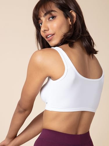 Image of NYKD Soft Cup Easy Peasy Slip On Everyday Bra for Women, Wireless, Full Coverage, Support Shaper, Non Padded Sports Bra- NYB113,White /Black,M,PO2