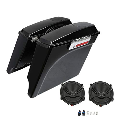 TCMT 5" Extended Saddlebags con tapas para altavoces 5"x7" para Harley Touring modelos CVO Road Glide, Road King, Street Glide, Electra Glide Ultra Classic 1994-2013 miniatura 2
