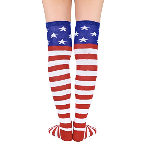 Image of Zando Womens Stripes Thigh High Socks Thigh Highs Casual Knee High Stockings