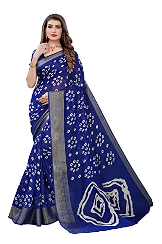Image of Priyashi Women's Printed Linen Jari Saree with Blouse Piece