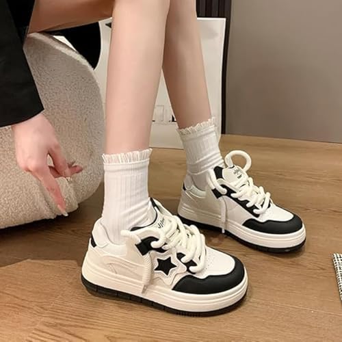 Star Shoes Walking Sneakers for Women Low Top Lace-up Comfort Casual Shoes Y2K Aesthetic Chunky Platform Sneakers4