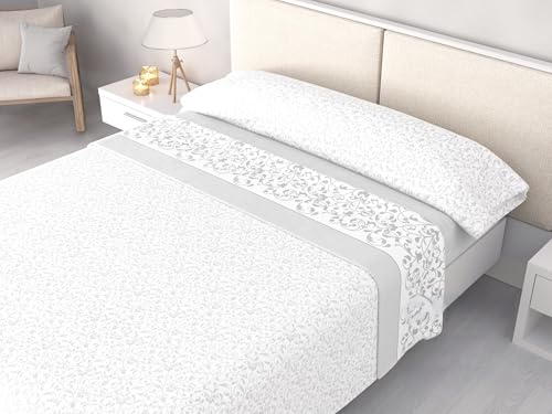 Juego de Sábanas Invierno Polar Pirineo 120 g/m² Perchado Doble Cara – Finas pero Cálidas – 3 Piezas con Bajera Ajustable Perimetral – Camas 90, 105, 135, 150 y 180cm (Isabelle Gris, Cama 90cm)