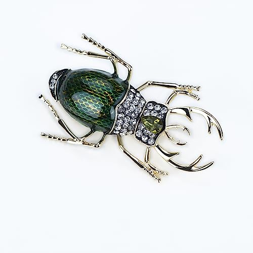Image of Vintage Rhinestones Crystal Beetle Bug Ename Insect Scarab Brooch Pin Lapel Pin Accessories for Men Women