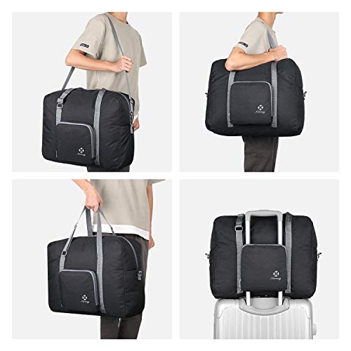 For Spirit Airlines Foldable Travel Duffel Bag Tote Carry on Luggage Sport Gym Duffle for Men and Women (Pure Black)