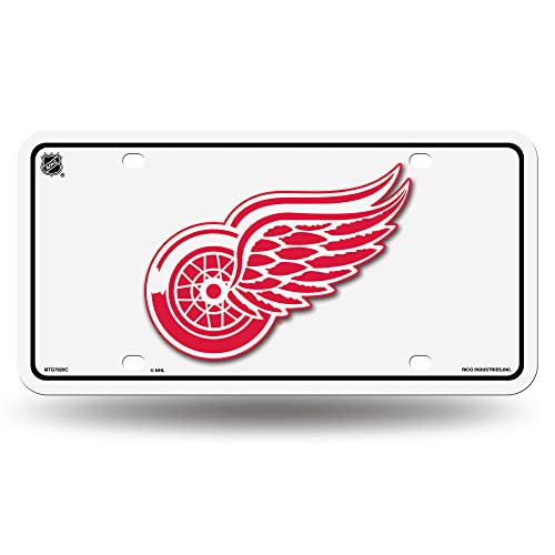 Rico Industries NHL Detroit Red Wings White Metal Auto Tag 8.5