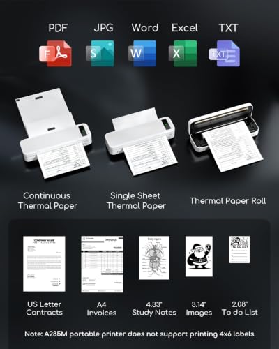Image of Portable Printers Wireless for Travel Home Use, Bluetooth Thermal Printer