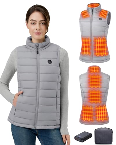 Image of Heated Vest Women, 9 Heating Zones, Horizontal Quilting, Nylon | 16000mAh 7.4V Battery, Womens Heated Vest for Winter Commuting, Hiking, Mountaineering, Fishing, Skiing, Cycling